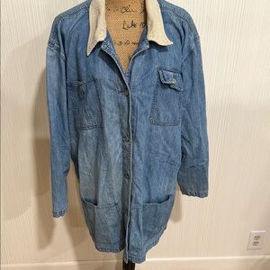 Vintage Marsh Landing Jacket Womens 2X Blue Denim Corduroy Collar Chore Barn